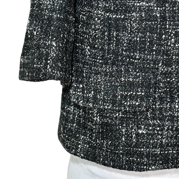 Guess Tweed Cropped Blazer Snap Pockets Black and White Women XS NWT - Picture 6 of 11